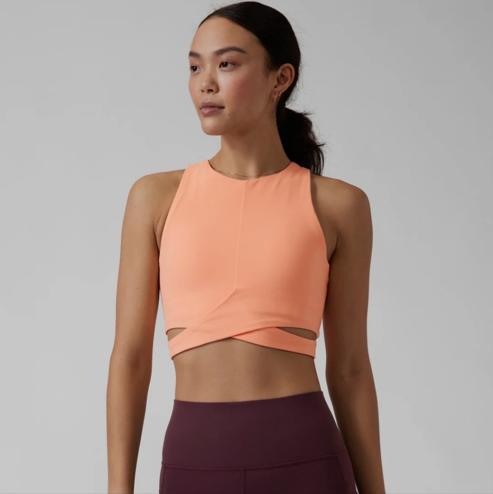 Athleta Conscious Cut Out Crop Sports Bra / Athletic Tank Size 2x Criss Cross